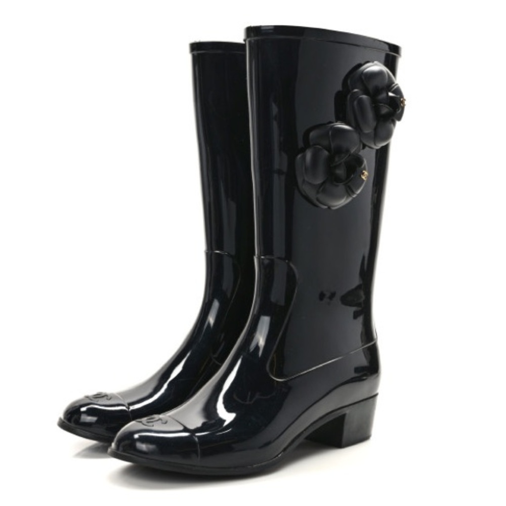 Chanel Wellington Camille rain boots black